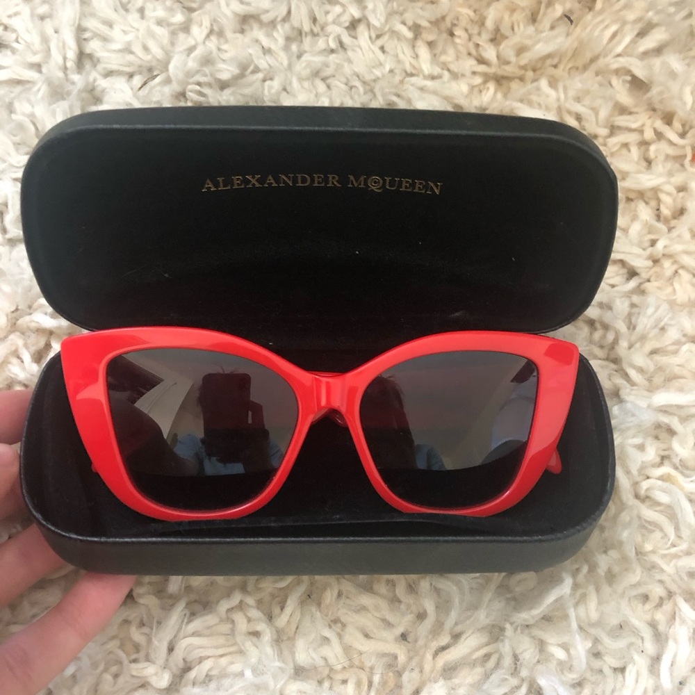 Red Alexander McQueen cat eye sunglasses